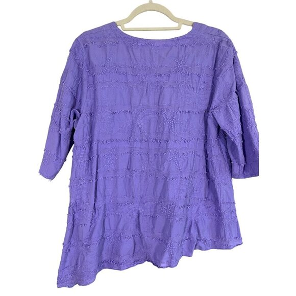 Cottonseed Top Women M Purple Floral Embroidery Retro 80s Neutral Hippie Classic - Picture 4 of 11